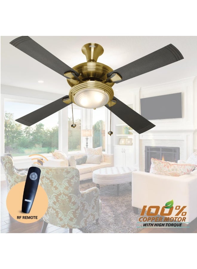 أوشا USHA Fontana One 1270Mm ISI Ceiling Fan With Decorative Lights | BEE Star Rated | 100% Copper Motor | RF Remote,High Air Speed And Delivery | 2 Year Warranty | ( Antique Brass ) - Image 4